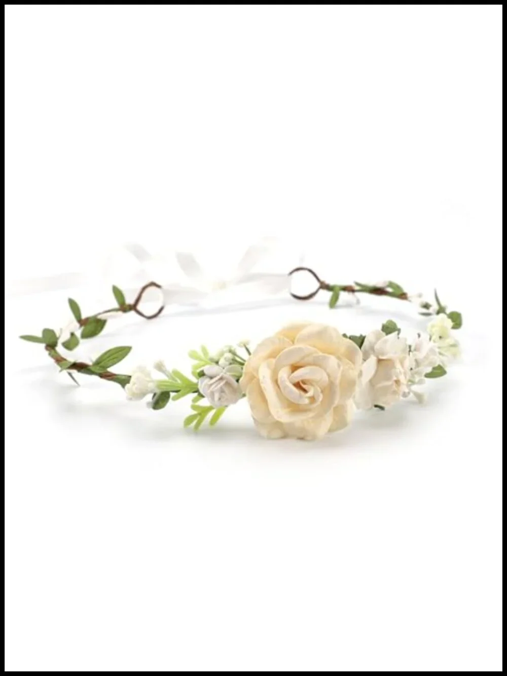 Adjustable Floral Crown Headband for Girls, Handcrafted Fabric Ribbon